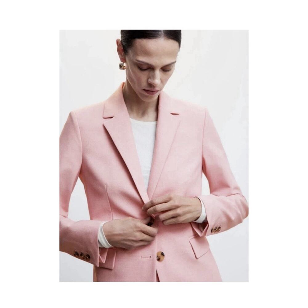 MNG Mango Borevi Blazer Women's 4 Pink Tow Button Single-Breasted